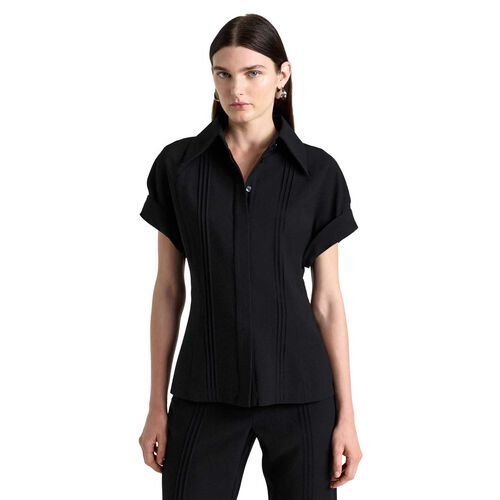 Cue Viscose Twill Pintuck Top